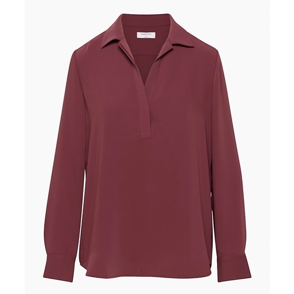 BABATON X ARITZIA Professor Matte Satin Popover Polo Shirt Blouse - Picture 5 of 14